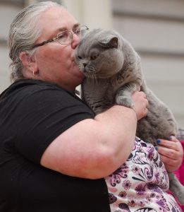 Remi having cuddles with Carolynn at the 2026 National show in Adelaide